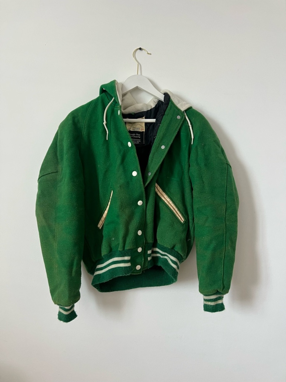 DeLong Green Vintage Hooded Bomber Jacket